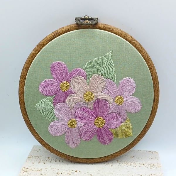 Flower Embroidery Hoop, Hand Embroidered Hoop Art, Floral Wall Art, Flower Gift 