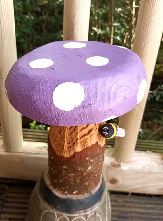 Purple  toadstool with Bee