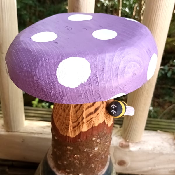 Purple  toadstool with Bee
