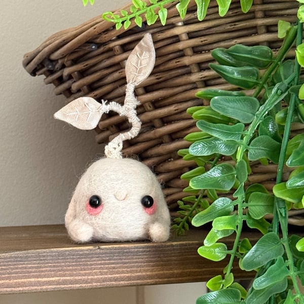 Cream Leaf Friend Needlefelted Art Doll