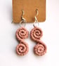 Macrame Spiral Earrings, Dusky pink sterling silver earrings  - Image 1