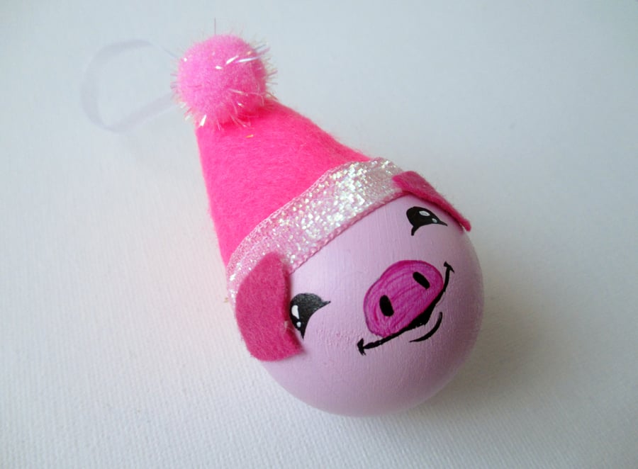 Pink Pig Christmas Bauble Tree Decoration Piggy Piglet Farm Animal Xmas