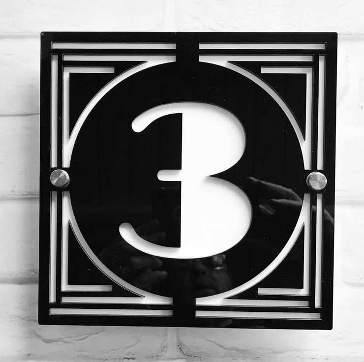 Art Deco House Sign in Black and White Folksy