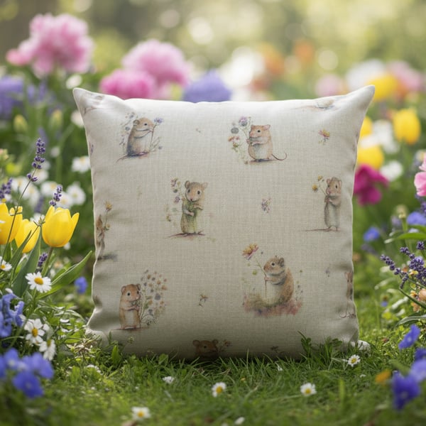 Sweet Field Mice Cushion Cover - Watercolour Style