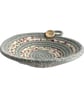 Small Grey Rope Bowl with Pink Floral Fabric Trim - Image 9