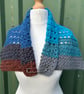 Blue grey and brown texture and lace handmade crochet neck warmer collar - Image 3