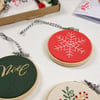 Hand Embroidery Hoop Kit, 3 Festive Themed Hoops, Stitching Needlecraft Kit