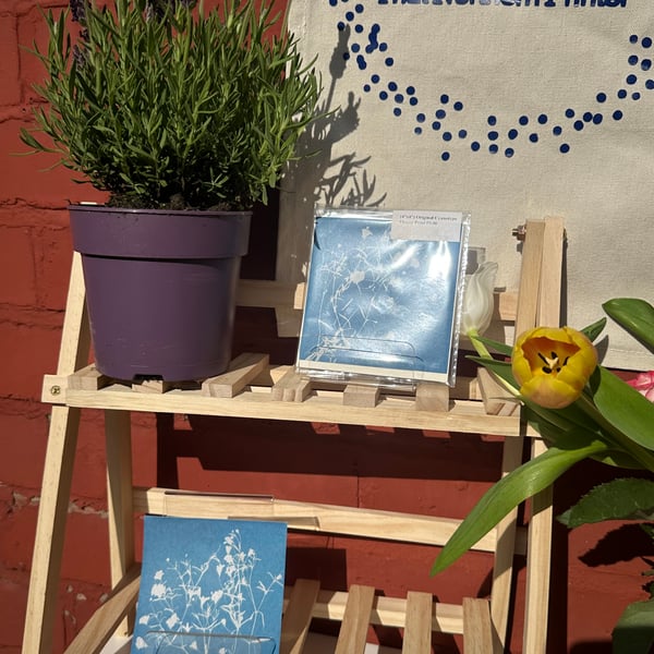 Wildflower Cyanotype Print – Handmade Botanical Sun Print (4"x4")