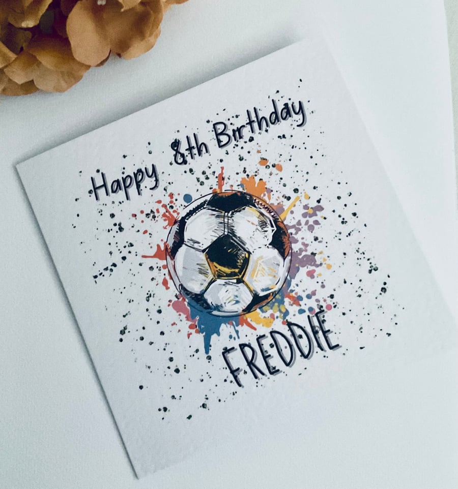 Personalised football birthday greeting card