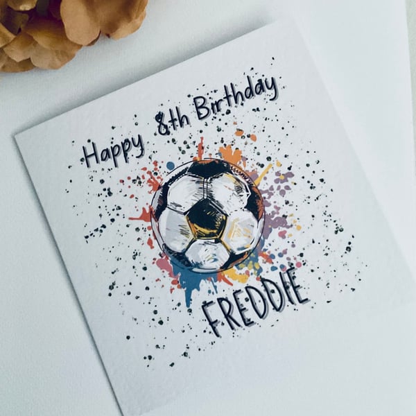 Personalised football birthday greeting card