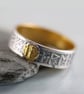 Silver Rune Ring with Gold Details Viking Arthur Wedding Ring - Image 8