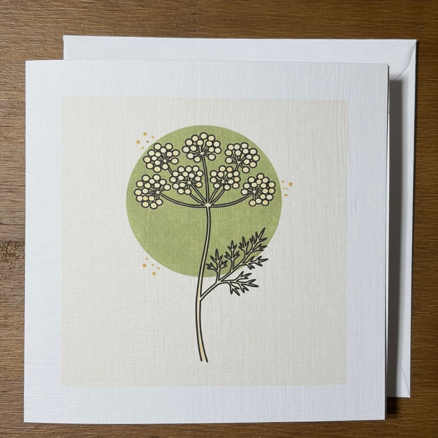 Cowslip Greeting Card - Botanical Wildflower – 6x6 Linen Card - Blank inside