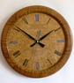 Designer made Wooden Wall Clock with a Burr Ash Dial and Inlaid Brown Oak Bezel - Image 2