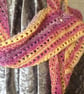 Multicoloured hand knit asymmetrical scarf (Saltaire) PB8