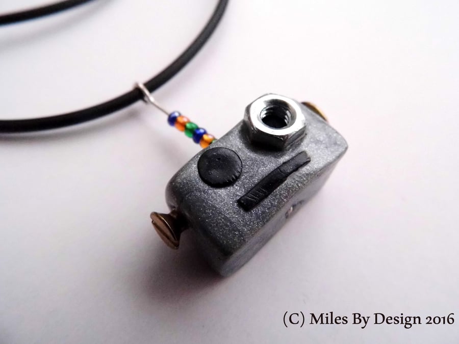 Robot Necklace - Polymer Clay - Novelty