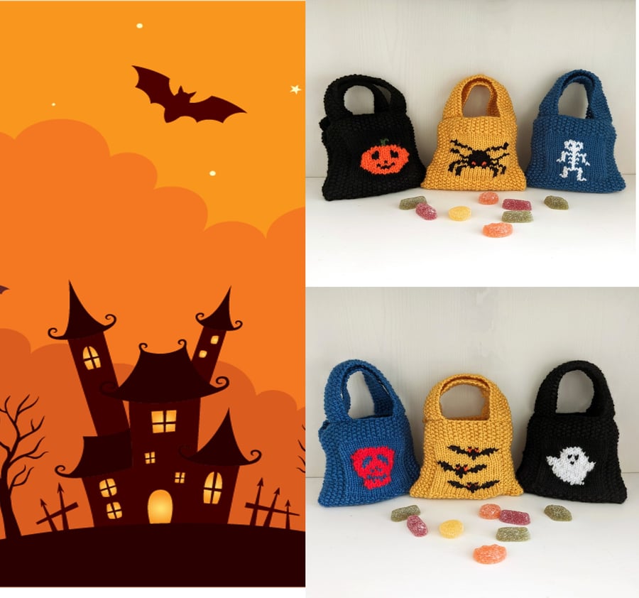Knitting Pattern for Halloween Treat Bag - Digital Knitting Pattern