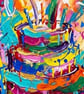 Birthday Cake Card – Contemporary Square Greeting Card - Image 3