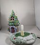 Ceramic Snowy Christmas Conifer Cottage House Table Lamp Ornament Decoration. - Image 5