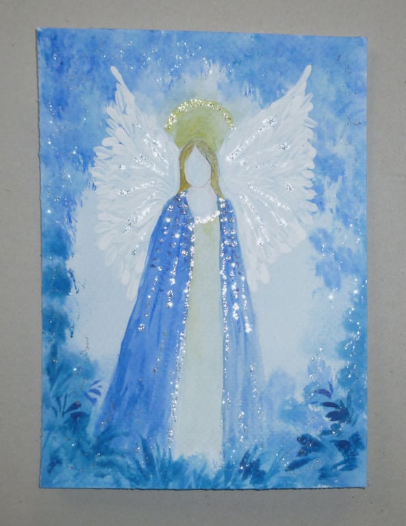 original art hand painted mixed medial angel painting ( ref FA 444 G7 )
