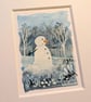 Bert - Original miniature. A5 Mounted. Snowman. Gouache. - Image 3