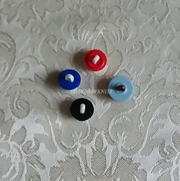 Royal blue and white football buttons
