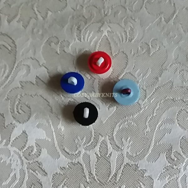 Royal blue and white football buttons