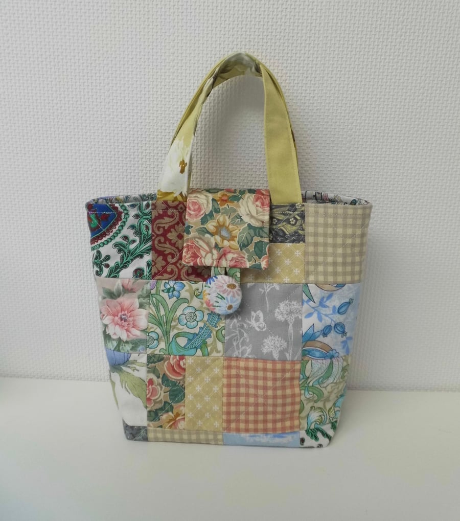 SOLD Tote bag project bag from patchwork squares
