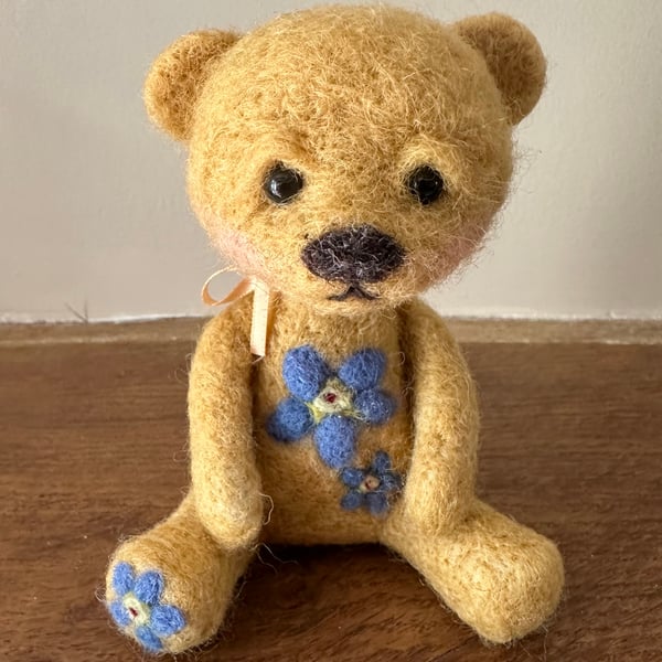 Needle felted Forget me not Bear 