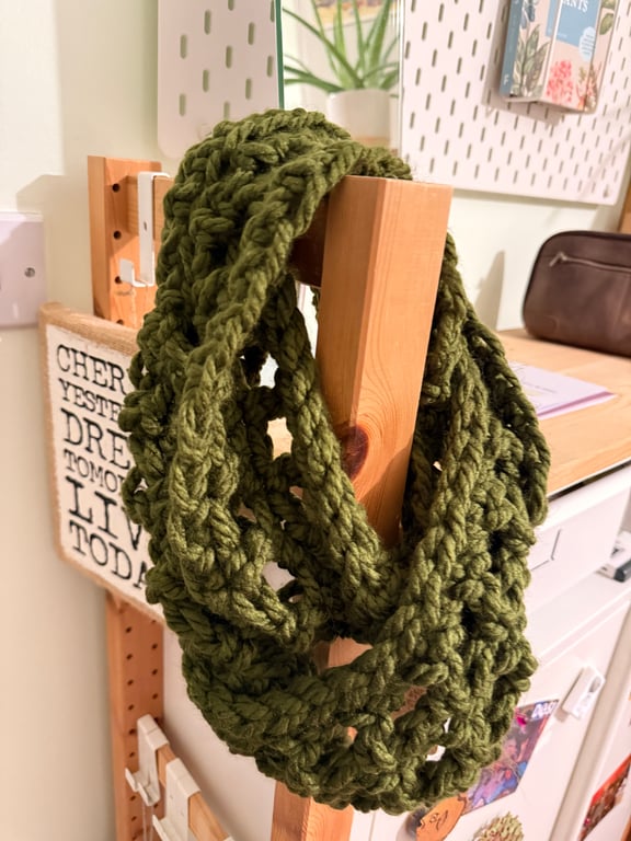 Moss Green chunky twist cowl
