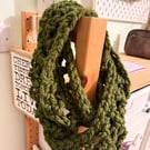 Moss Green chunky twist cowl