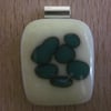 Handmade glass cabochon pendant - vanilla with teal reaction