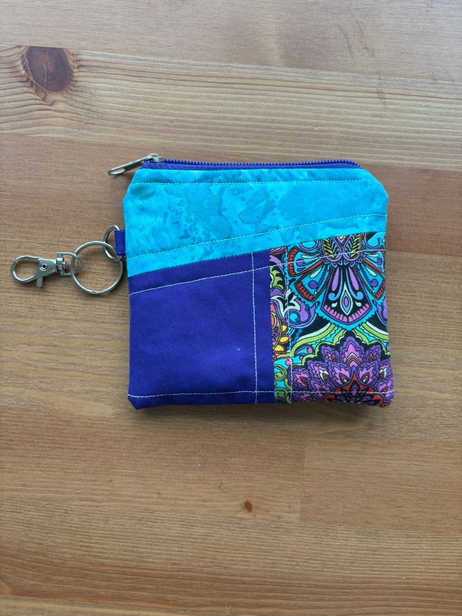 Patchwork purple coin purse