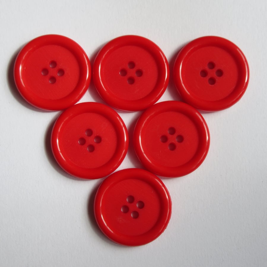 6 x Large Red Buttons 3cm