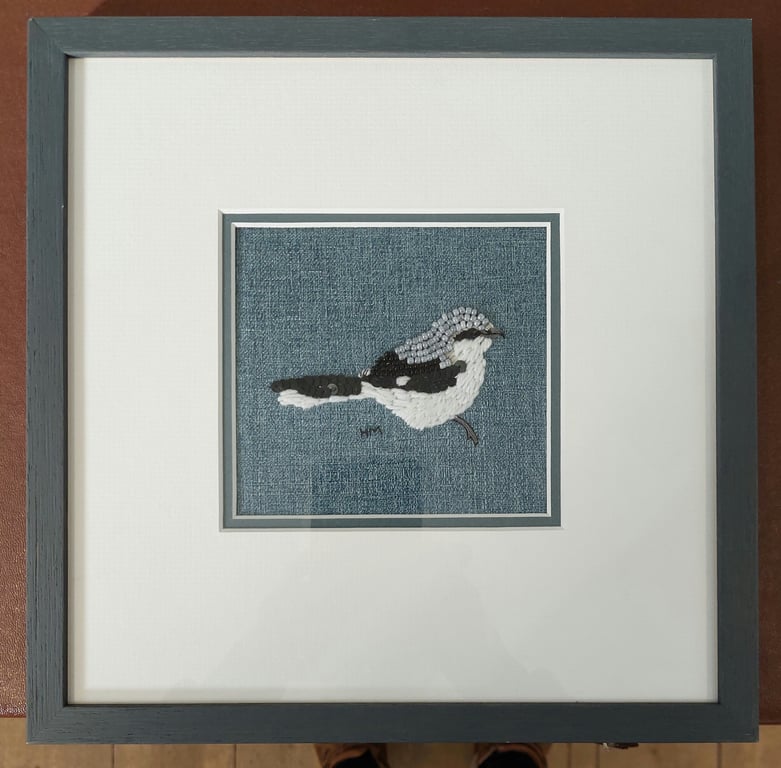 Great Grey Shrike original textile art