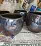 Dark metallic & red handmade pot - Image 3