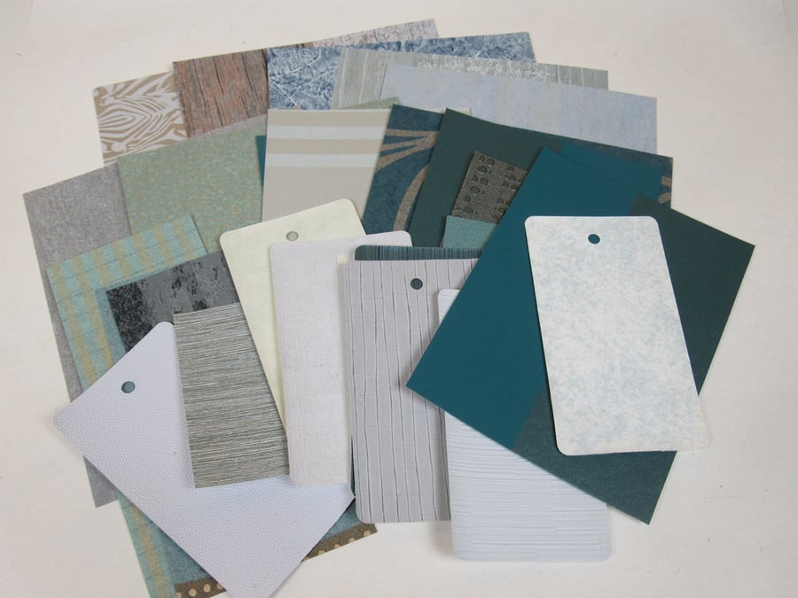 Mixed Blues, Greys, Silver Wallpaper Craft Pack