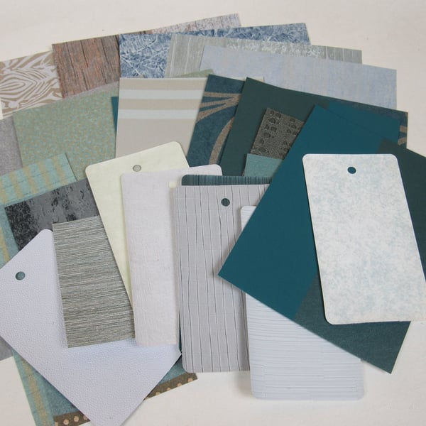 Mixed Blues, Greys, Silver Wallpaper Craft Pack