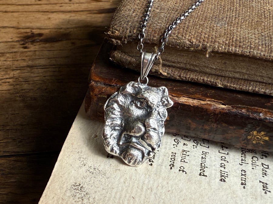 Sterling Silver Lion Head Pendant Mudlarking Find