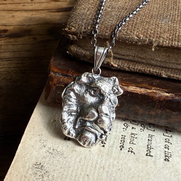 Sterling Silver Lion Head Pendant Mudlarking Find
