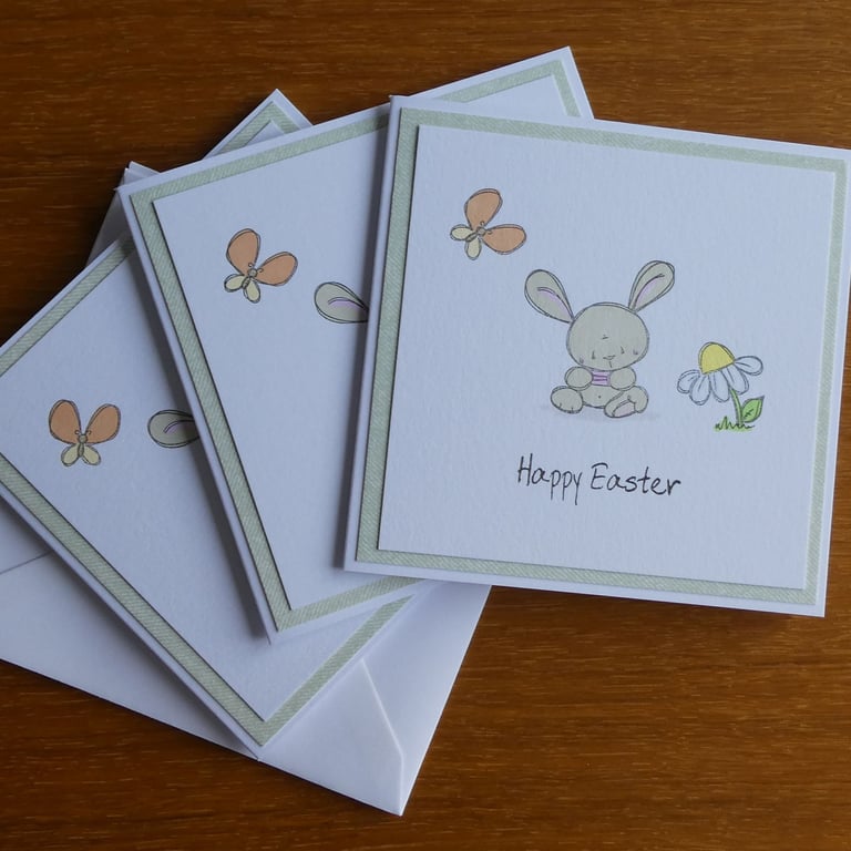 Pack of 3 Easter Cards - Bunny & Daisy