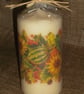 Decorated Candle Autumn Wreath Pumpkins Sunflowers Napkin Decoupage Unusual - Image 2