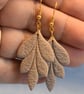 Textured Leaf Dangle Earrings - Image 4