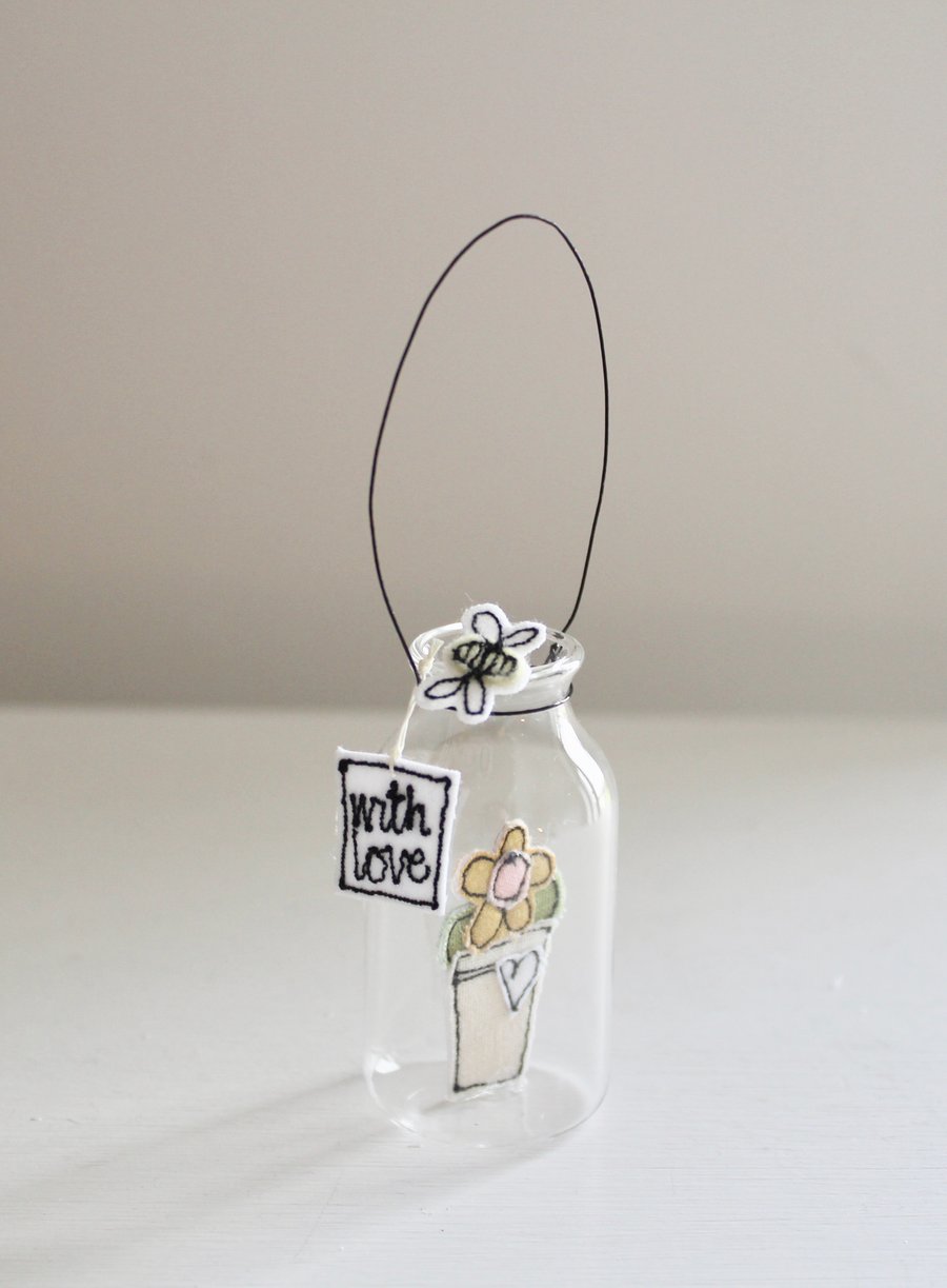 'With Love Flowerpot' - Hanging Glass Jar