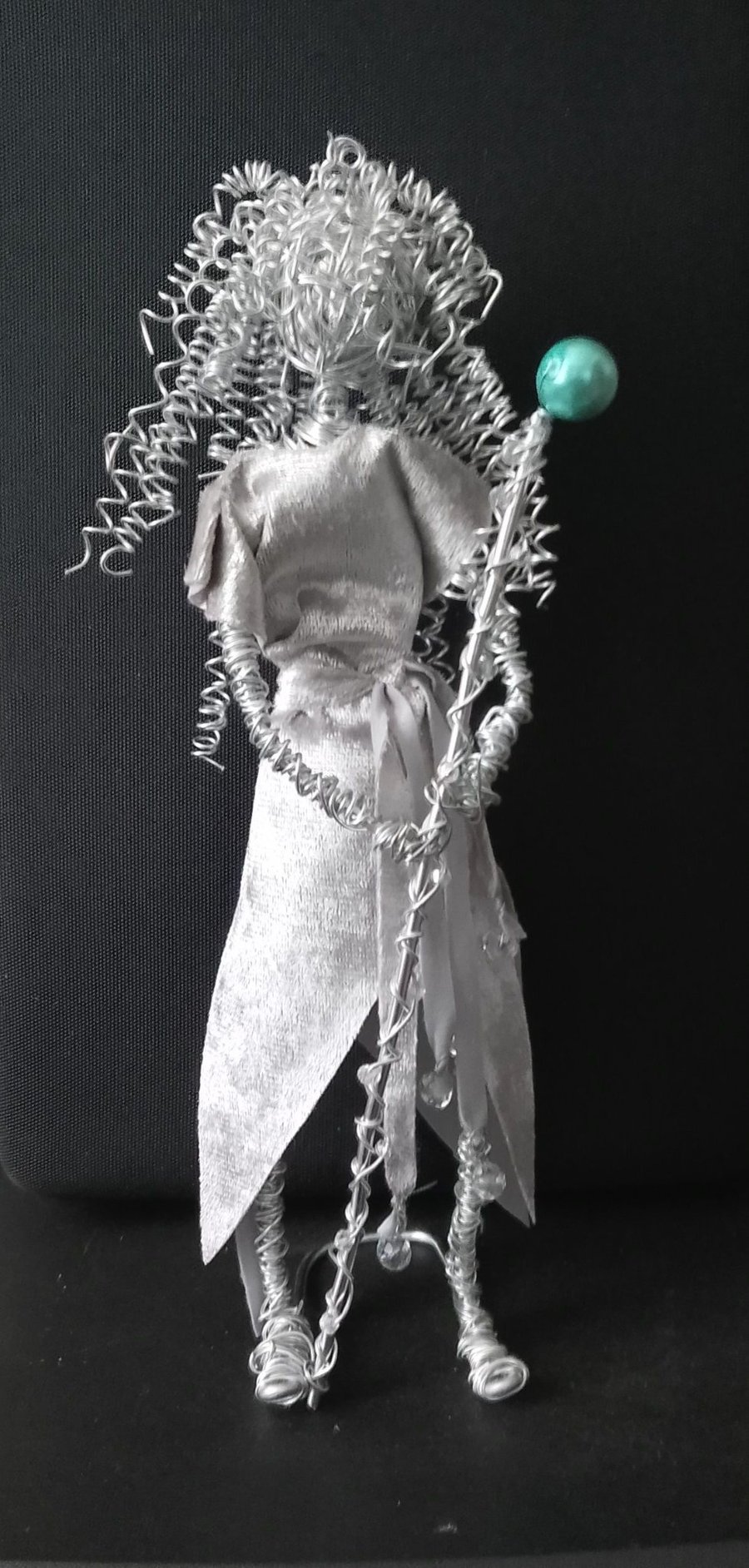 Druid  with velor dress and beads wired figure