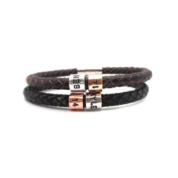 14th Birthday Gift - Personalised Leather Bracelet - Son Brother Grandson Nephew