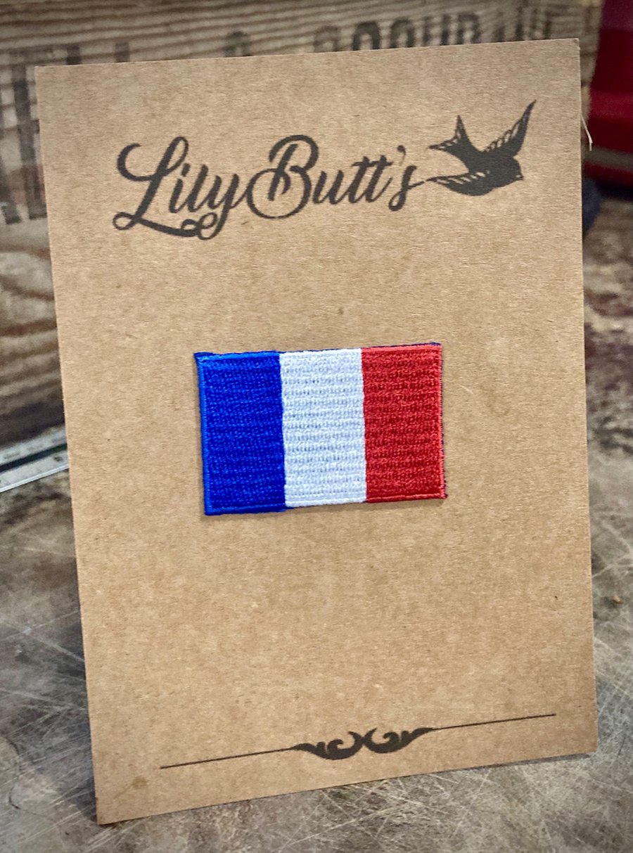 Embroidered French Flag Iron on Patch 3.5cm x 5cm