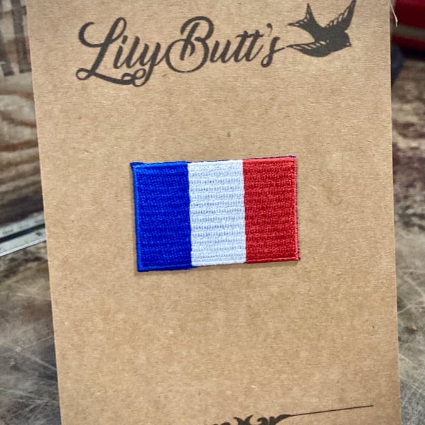 Embroidered French Flag Iron on Patch 3.5cm x 5cm