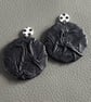 Handcrafted Black Textured Leather Earrings - Artistic Statement Jewellery 