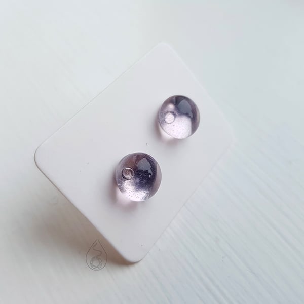 Fused Glass Stud Earrings - Pale Pink