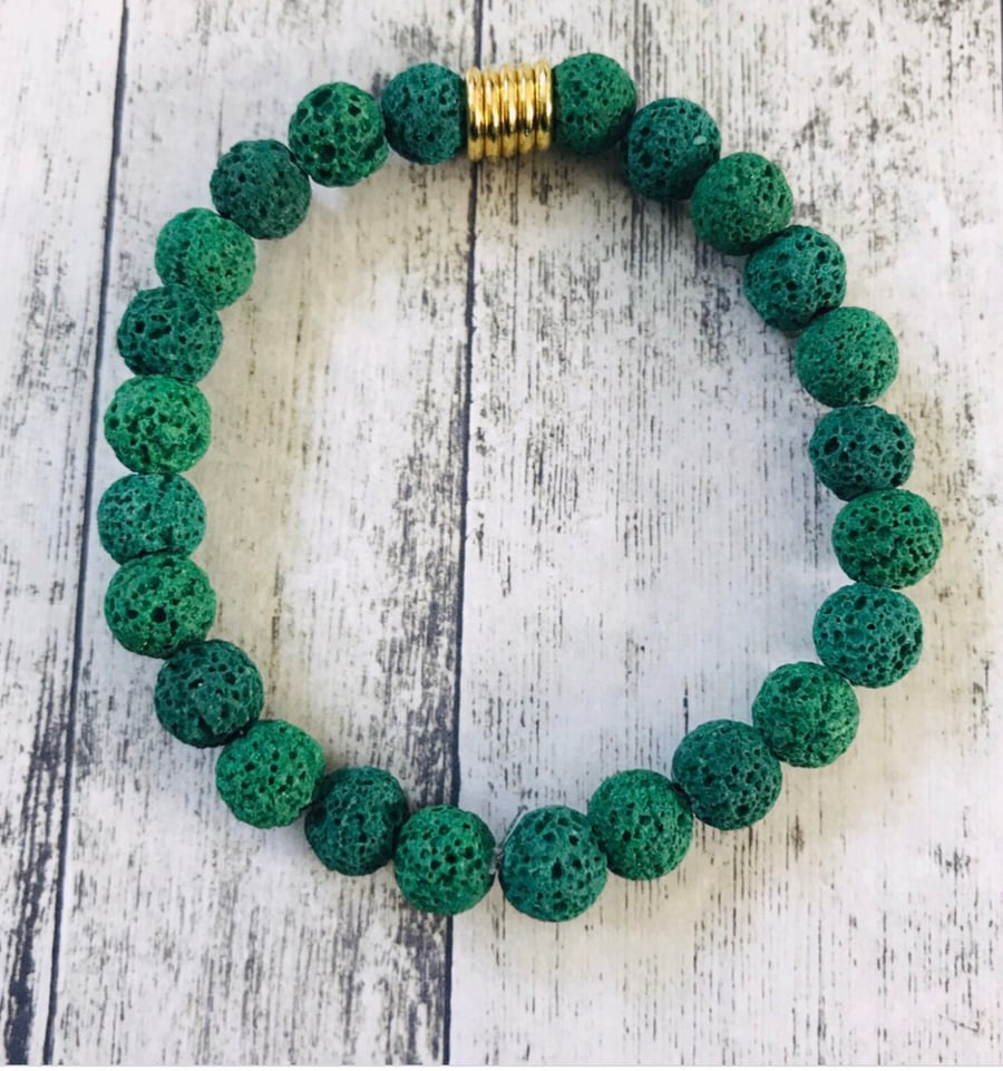 Green Lava Beaded Bracelet